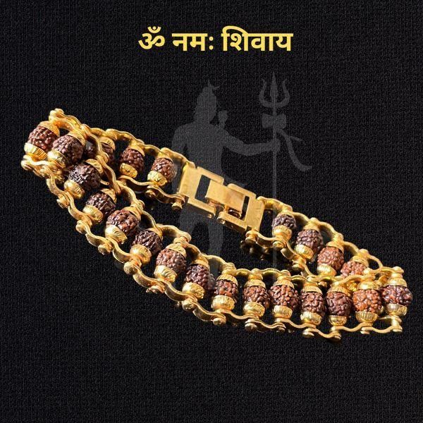 Gold Plated Hindu Rudraksha Bracelet