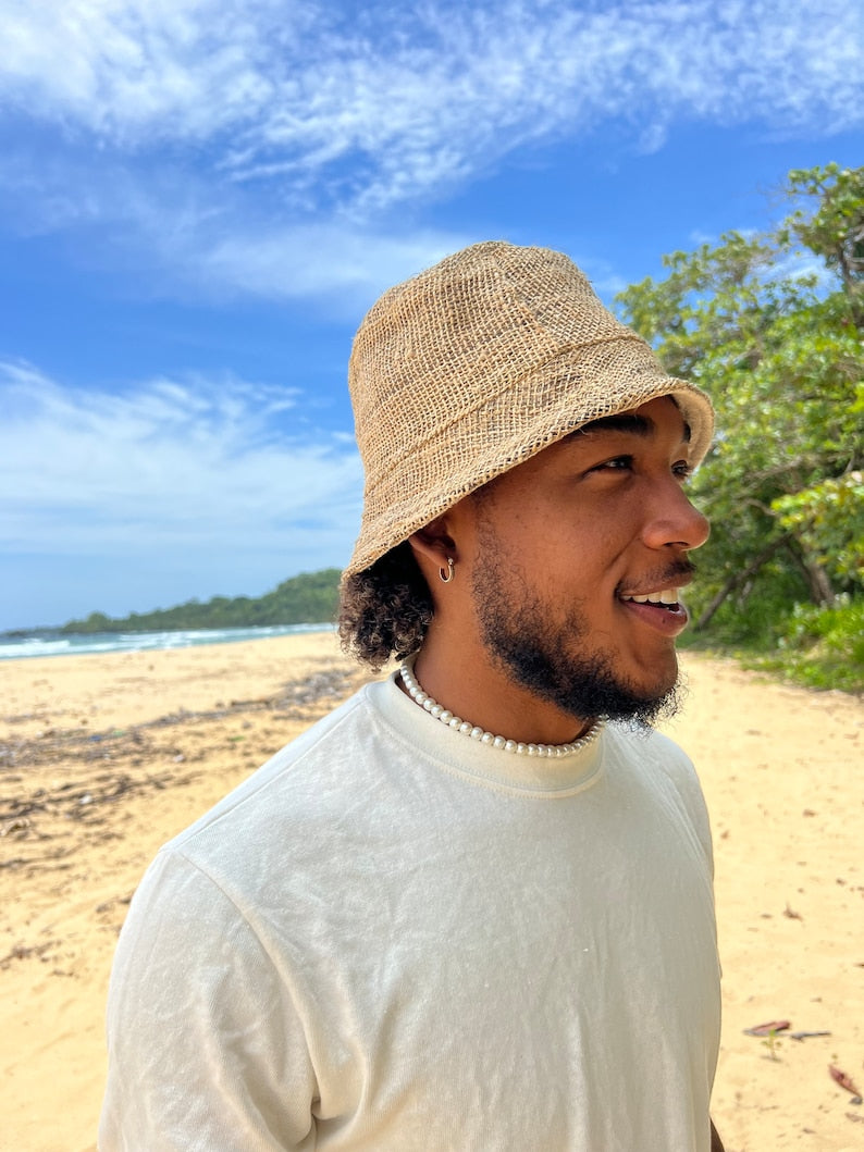 Hemp Bucket Hat • Unisex Handmade Natural Hippie Hat • Eco-Friendly Sun Hat for Men & Women • Packable Travel Beach Hat • Festival Hat by Asatre