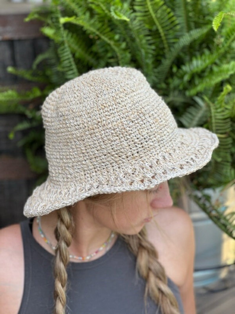 Organic Hemp Crochet Sun Hat: Handmade Natural Beach Hat