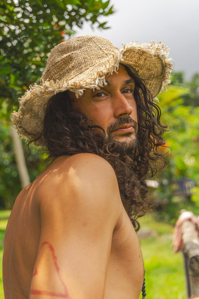 Hemp Sun Hat • Eco-Friendly Natural Hat for Men & Women Handmade Unisex Festival Hat • Packable Travel Hat • Asatre Hippie Style