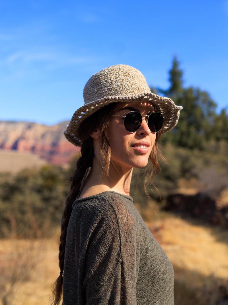 Organic Hemp Crochet Sun Hat: Handmade Natural Beach Hat