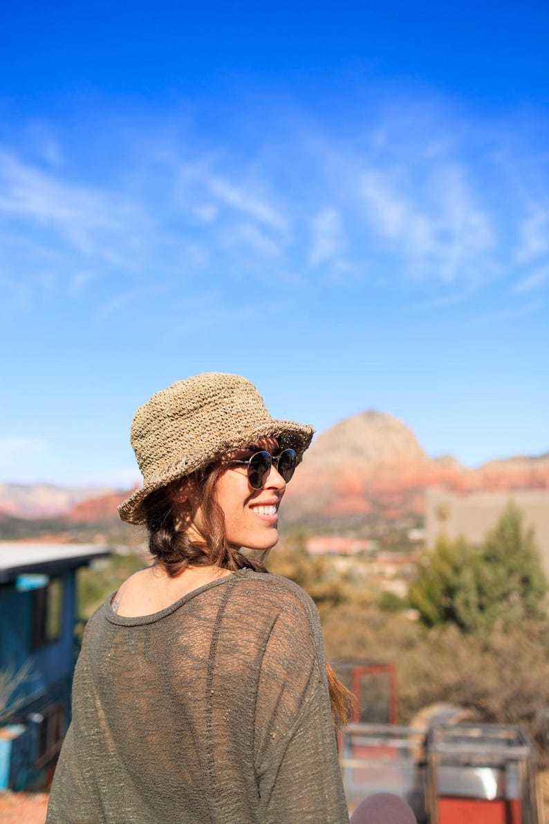 Organic Hemp Crochet Sun Hat: Handmade Natural Beach Hat