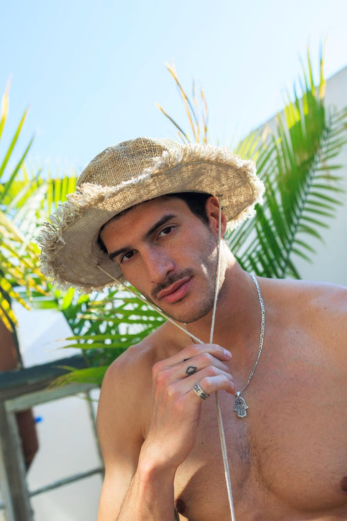 Hemp Safari Hat with String Adjustable Chin Strap • Unisex Eco-Friendly Sun Hat for Men & Women • Handmade Travel Hat • Festival Adventure