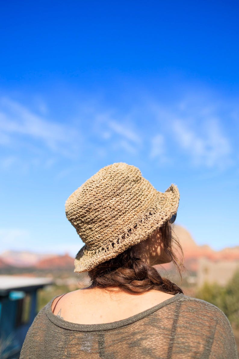 Organic Hemp Crochet Sun Hat: Handmade Natural Beach Hat